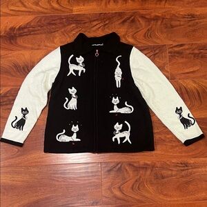 TanJay Black and White Cat Print Sweater Vest